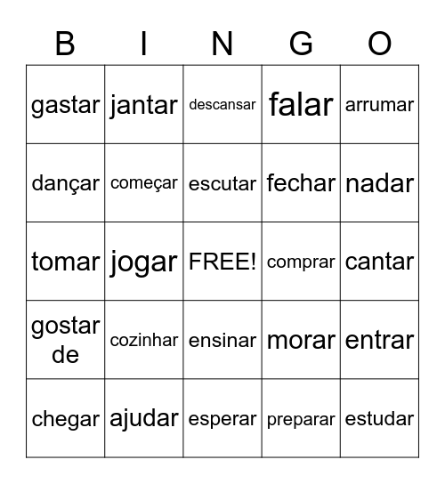 -AR VERBOS Bingo Card