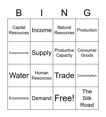 Economics Bingo! Bingo Card