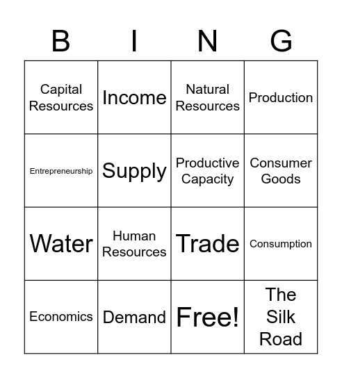 Economics Bingo! Bingo Card