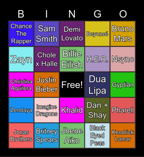 PLAYLIST Bingo Card