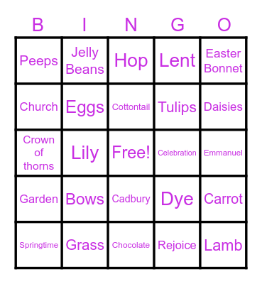EASTER Bingo Card