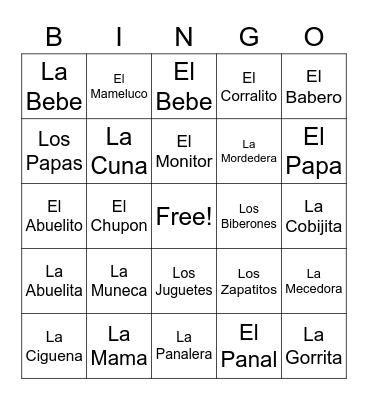 Baby Shower Loteria Bingo Card