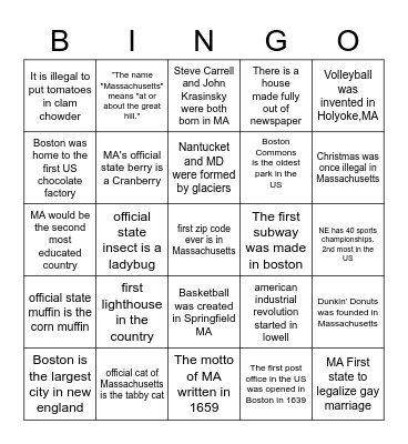 Block 5 Fun Fact B-I-N-G-O Bingo Card