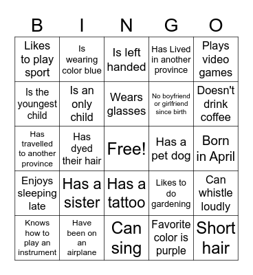 GET TO KNOW YOU MORE Bingo Card