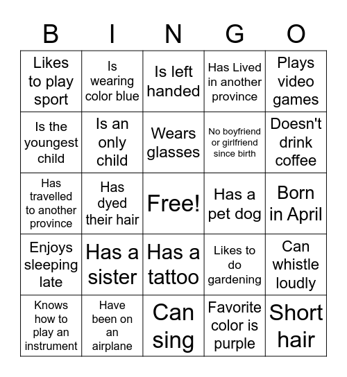 GET TO KNOW YOU MORE Bingo Card