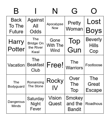 Movie Quiz Bingo Card