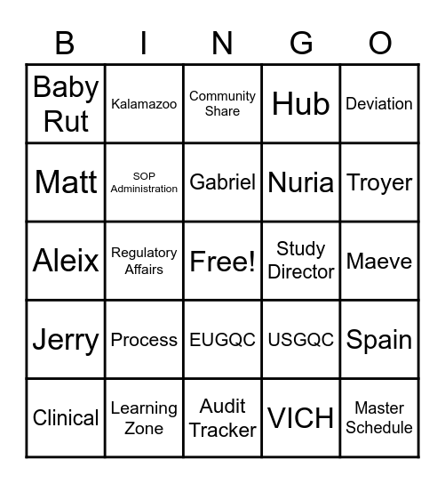 2021 GQC Team Bingo Card