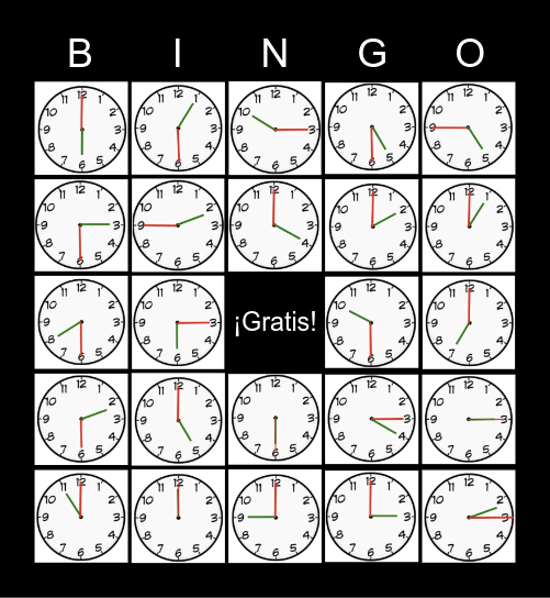 Lotería de relojes Bingo Card