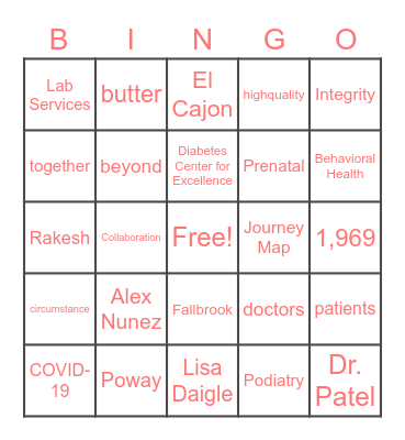 Neighborhood Bingo Card