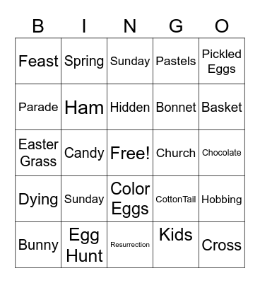 Easter Feaster Bingo Card