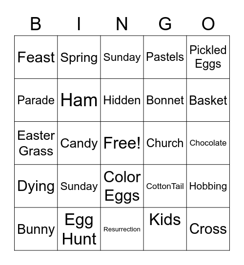 Easter Feaster Bingo Card