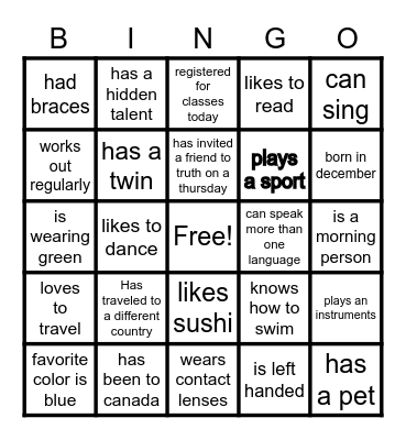 BLW North Texas Bingo Card