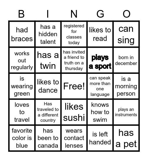 BLW North Texas Bingo Card