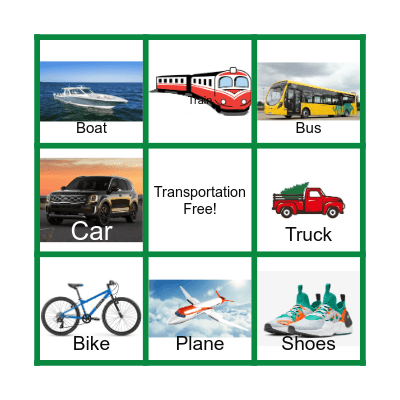 Transportation Bingo Card