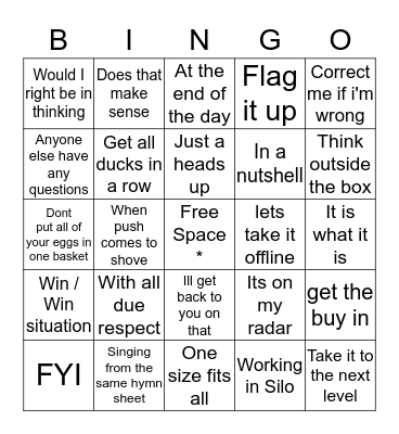 Hafele Management Meeting Bingo Card