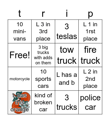 xX LA Xx Road trip Bingo Card