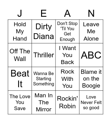 Billie Bingo Card