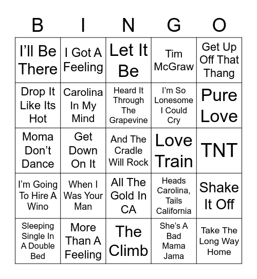 Music Bingo 17 Bingo Card