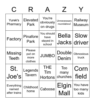 St. Thomas BINGO Card