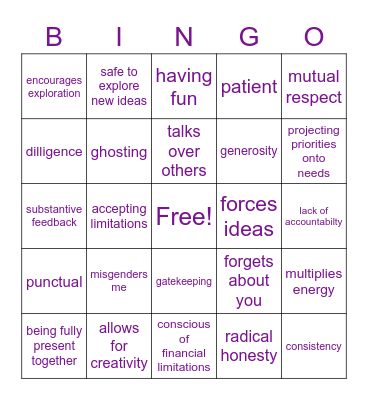 Mentorship DealBingo Card