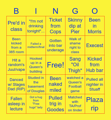 Queen's Bingo Card