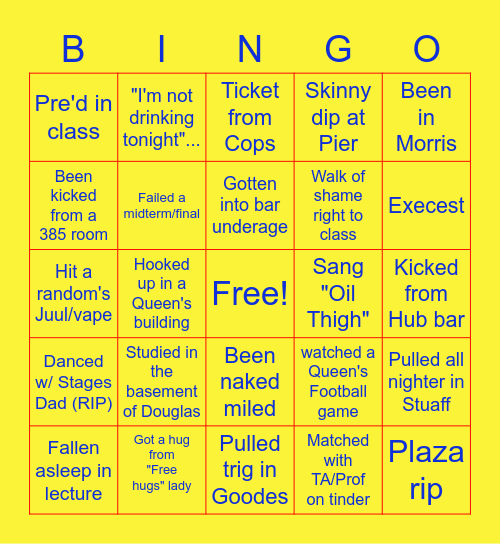 Queen's Bingo Card