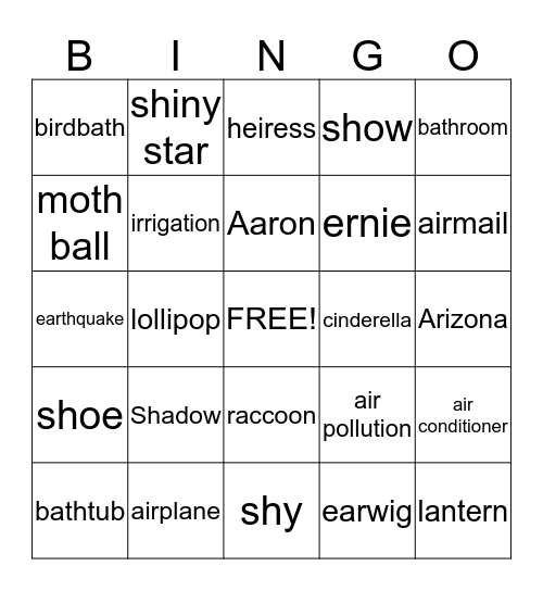 Thursday Group Bingo Card