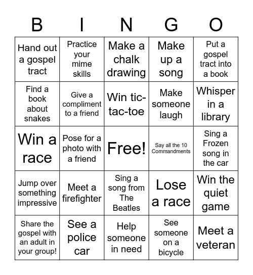 Outreach Bingo! Bingo Card