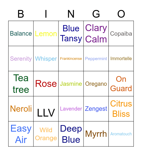 dōTERRA bingo card Bingo Card
