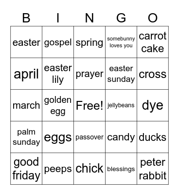 Easter Bingo Card