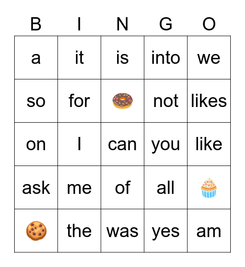 Rainbow Words 1 of 3 Bingo Card