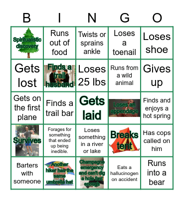 Damien's PCT Journey Bingo Card