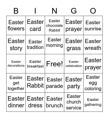 EASTER- /R/ words Bingo Card