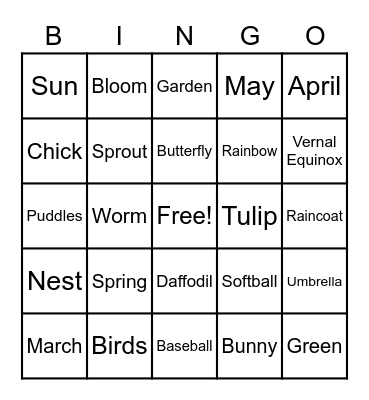 Spring has Sprung! Bingo Card