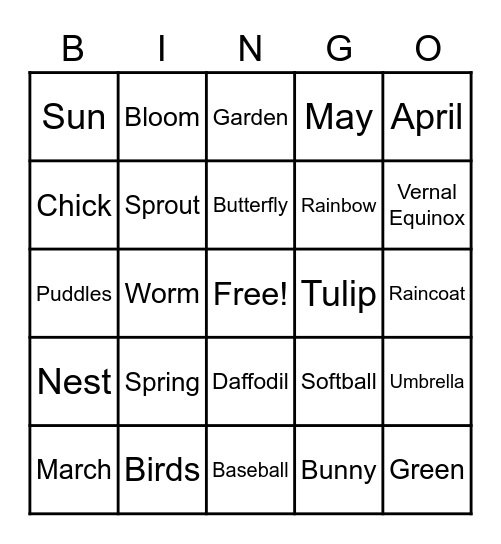 Spring has Sprung! Bingo Card