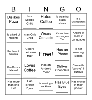 Find someone who... Bingo Card