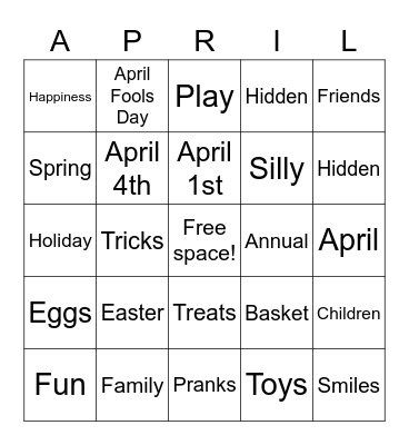 April Fun Bingo Card