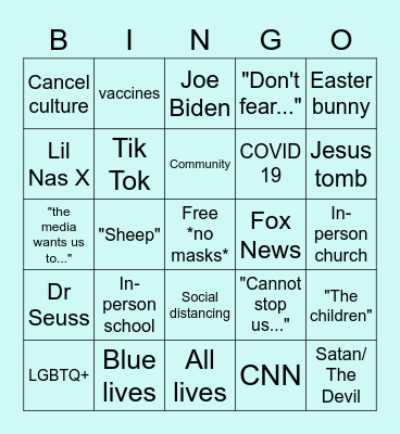 Easter Sunday Cavalry Chapel Bingo Card