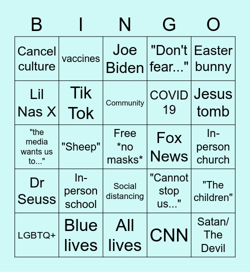 Easter Sunday Cavalry Chapel Bingo Card