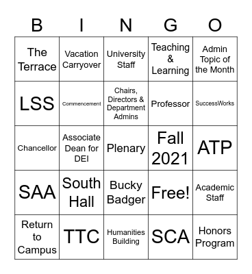 L&S Admin - Town Hall Bingo Card