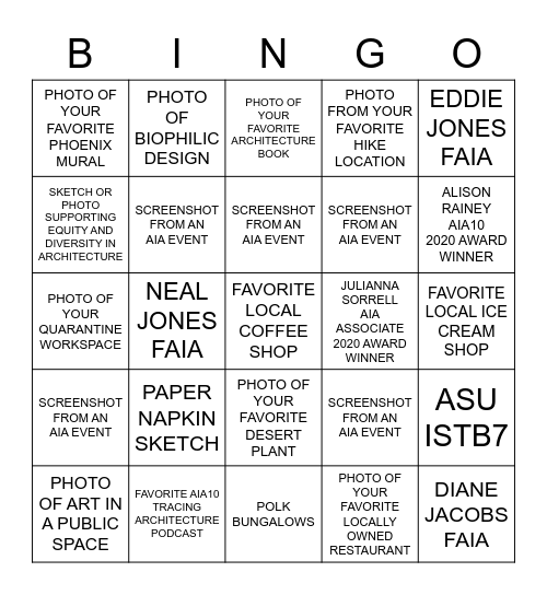 AIA10 PHOENIX METRO | SCA-BINGO Card