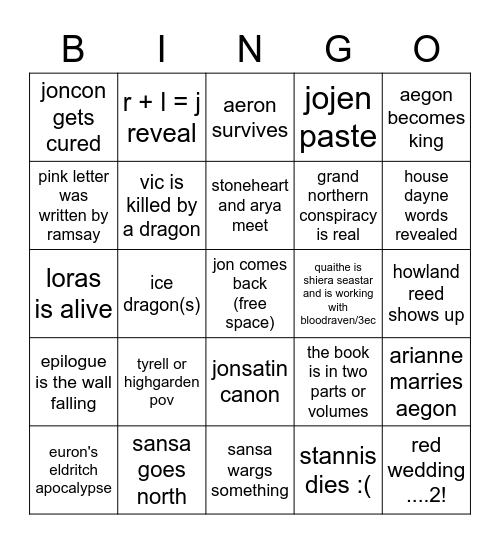 twow bingo Card