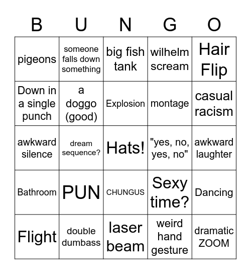 MYSTERY BUNGO Bingo Card