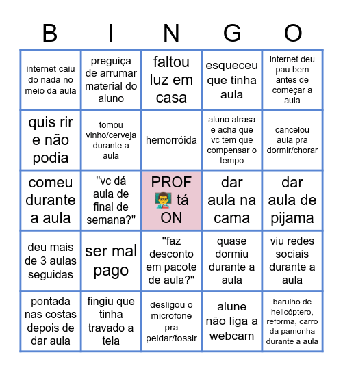 AULA ONLINE Bingo Card