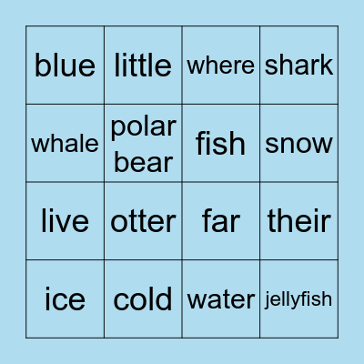 Ocean Vocab Bingo Card
