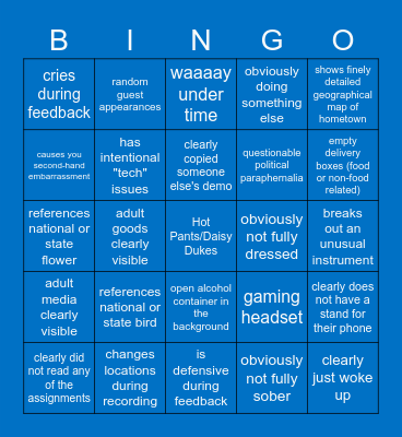 We in They House Bingo Card