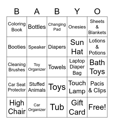 BABYO Bingo Card