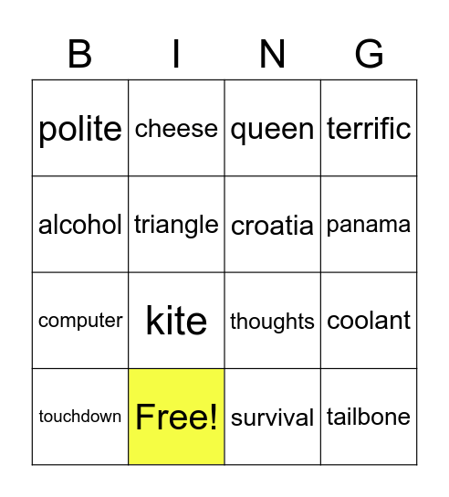 Daddy Des' Bingo Card