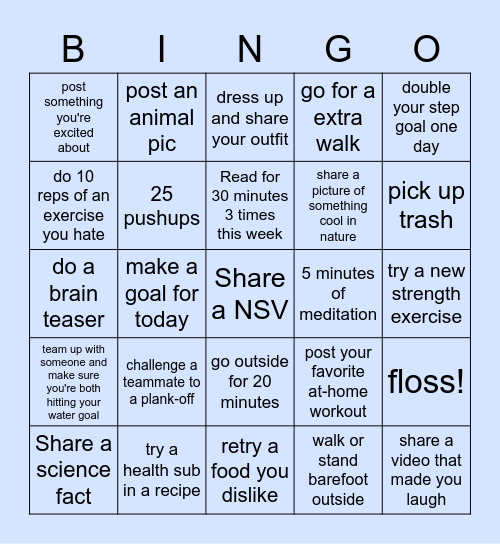 Sign-up week bingo Card