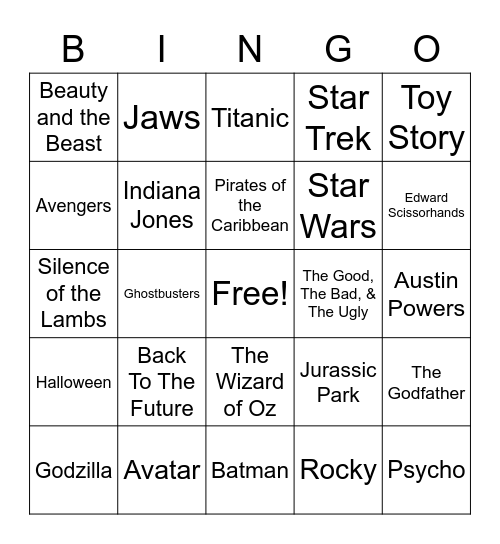 Total-Quiz.com presents Radio Bingo Movie Themes Bingo Card